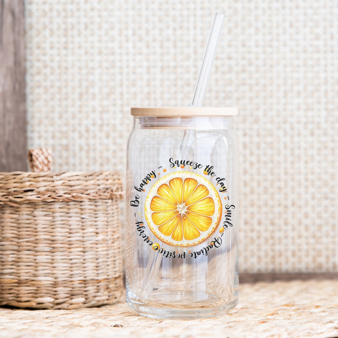 Libbey Glass Iced Coffee Mug With Bamboo Lid and Straw, Bridesmaid ...