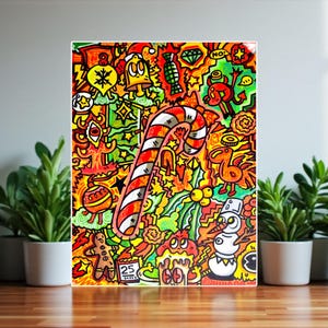 Original Psychedelic Doodle Art – Trippy Abstract Acrylic Painting on Canvas – Colorful Surreal Pop Art – Hand Painted Original Artwork