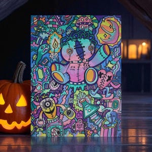 Original Psychedelic Doodle Art – Trippy Abstract Acrylic Painting on Canvas – Colorful Surreal Pop Art – Hand Painted Original Artwork