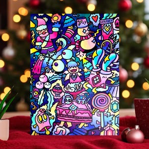Original Psychedelic Doodle Art – Trippy Abstract Acrylic Painting on Canvas – Colorful Surreal Pop Art – Hand Painted Original Artwork