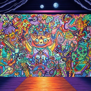 Original Psychedelic Doodle Art – Trippy Abstract Acrylic Painting on Canvas – Colorful Surreal Pop Art – Hand Painted Original Artwork