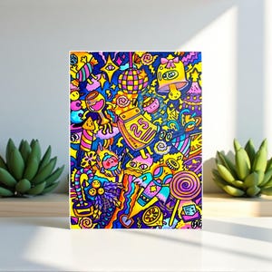 Original Psychedelic Doodle Art – Trippy Abstract Acrylic Painting on Canvas – Colorful Surreal Pop Art – Hand Painted Original Artwork
