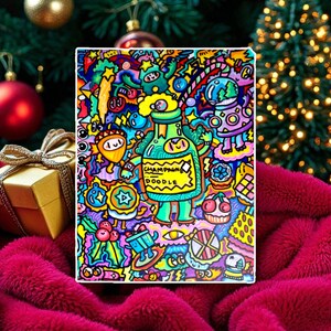 Original Psychedelic Doodle Art – Trippy Abstract Acrylic Painting on Canvas – Colorful Surreal Pop Art – Hand Painted Original Artwork