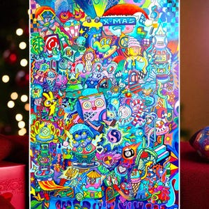 Original Psychedelic Doodle Art – Trippy Abstract Acrylic Painting on Canvas – Colorful Surreal Pop Art – Hand Painted Original Artwork
