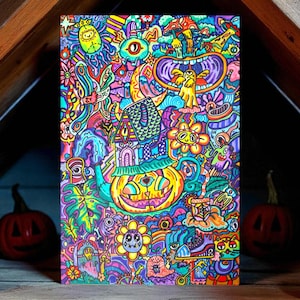 Original Psychedelic Doodle Art – Trippy Abstract Acrylic Painting on Canvas – Colorful Surreal Pop Art – Hand Painted Original Artwork