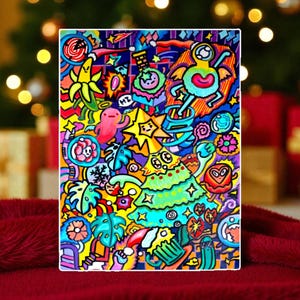 Original Psychedelic Doodle Art – Trippy Abstract Acrylic Painting on Canvas – Colorful Surreal Pop Art – Hand Painted Original Artwork