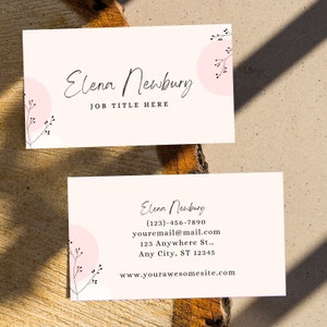 Business Card Template, Soft Floral Business Card, Floral Business Card Template, Canva Template, Digital Download