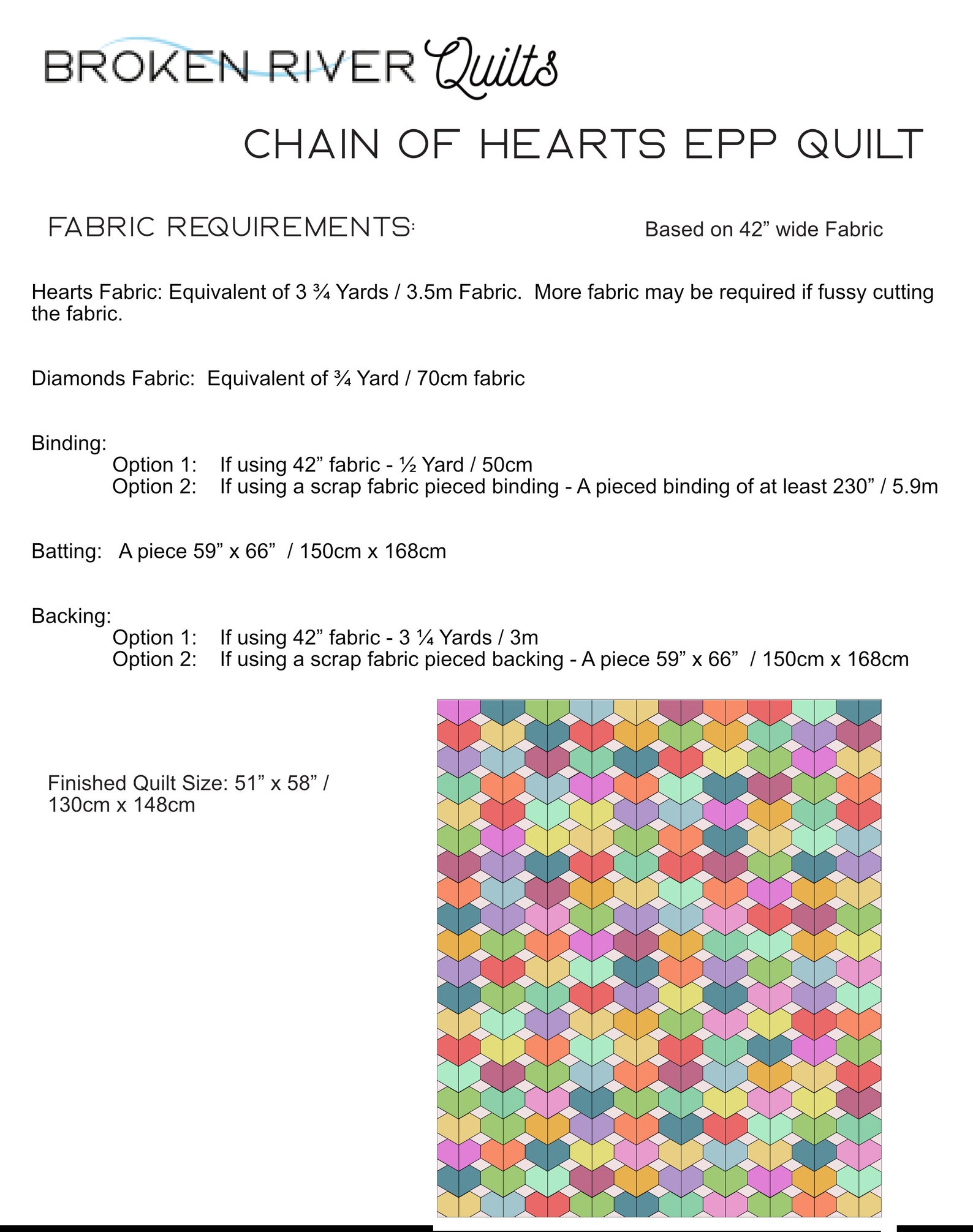 Chain of Hearts EPP Quilt PDF Pattern Etsy