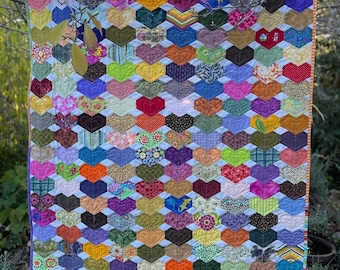 Chain of Hearts EPP Quilt - PDF Pattern