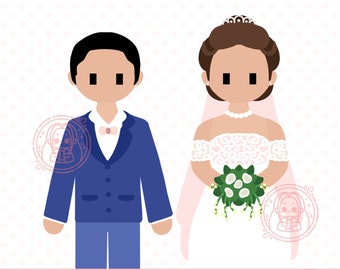 Wedding Portrait DIGITAL SVG File Download, Bride | Groom, PNG Layered