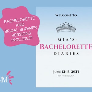 Enseigne de douche nuptiale Princess Diaries Bachelorette | Modèle d&#39;affiche sur toile modifiable et imprimable