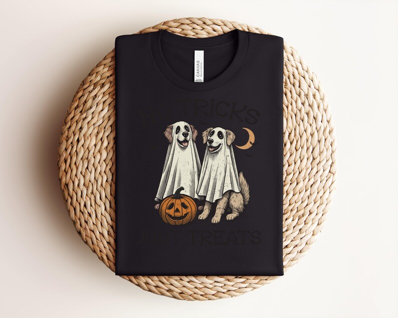 Cute Halloween Dog Tshirt, No Tricks Just Treats Ghost Costume, Fun