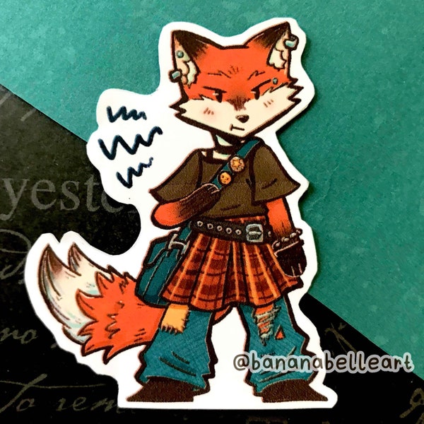 Cute Punk Fox 2000's Alt Fashion Sticker | Die cut Matte Vinyl | Laptop, Journal, Sketchbook Decor