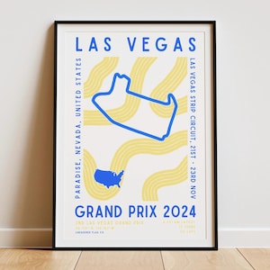 Formule 1 2024 Las Vegas Grand Prix-afdruk | Circuit | F1 kunst aan de muur | Muurhanger | Digitale download | Poster | Esthetische kunstafdruk