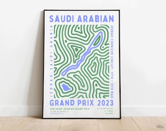 Formel 1 Saudi-Grand-Prix 2023 Poster | Schaltung | F1 Wandkunst | Wandbehang | Digitaler Download | Poster | Ästhetischer Kunstdruck