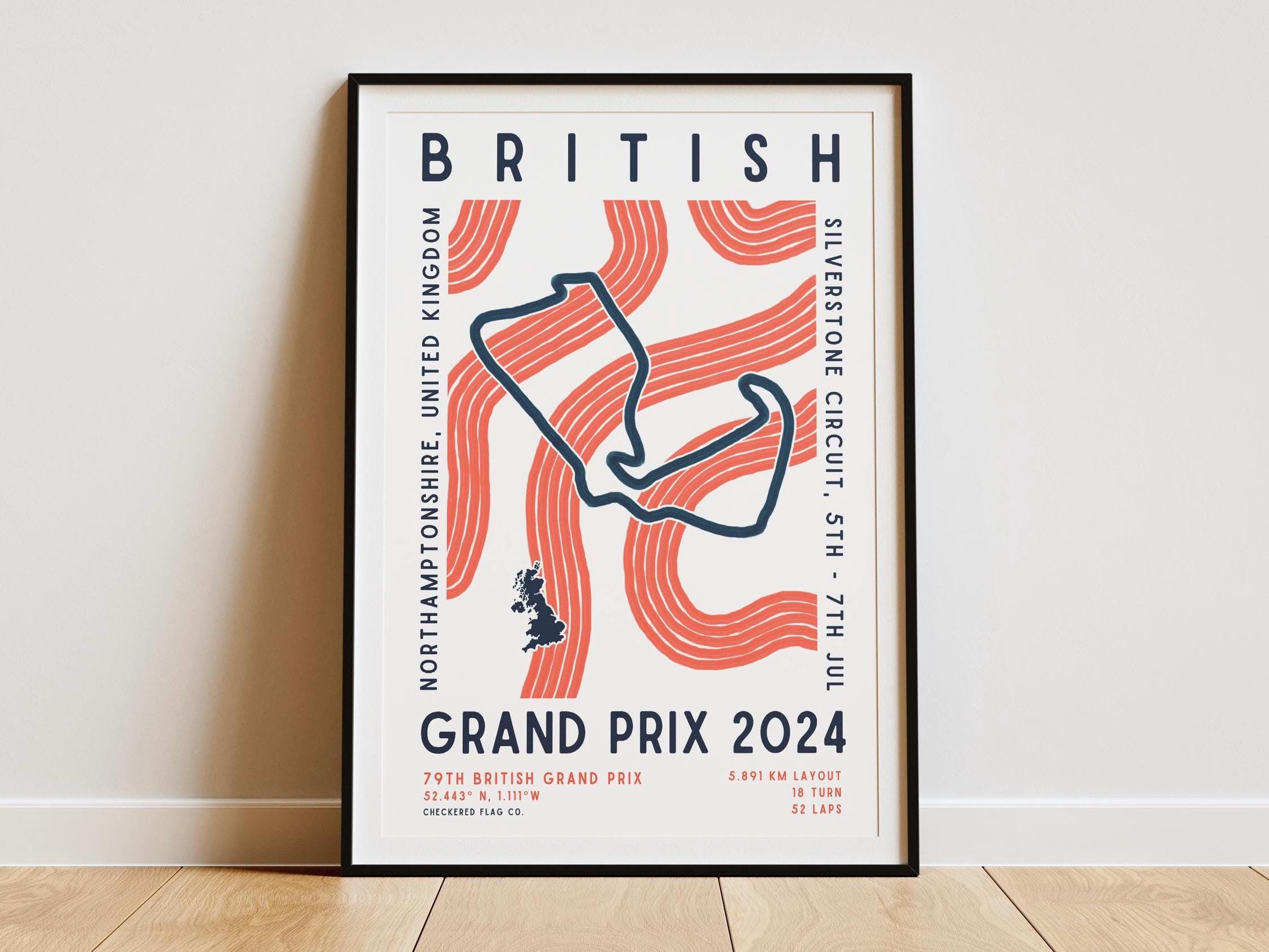 Formula 1 2024 Gran Premio di Gran Bretagna Stampa / Circuito / F1 Wall Art / Arazzo / Download digitale / Poster / Stampa artistica estetica
