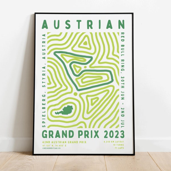 Formule 1 Grand Prix d'Autriche 2023 Imprimer | Circuit | Décoration murale F1 | Suspension murale | Téléchargement numérique | affiche | Impression d'art esthétique