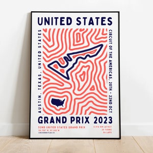 Formule 1 2023 Verenigde Staten COTA Grand Prix-afdruk | Circuit | F1 kunst aan de muur | Muurhanger | Digitale download | Poster | Esthetische kunstafdruk