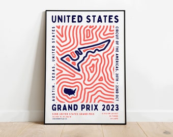 Formula 1 2023 Gran Premio degli Stati Uniti COTA Stampa / Circuito / F1 Wall Art / Arazzo / Download digitale / Poster / Stampa artistica estetica