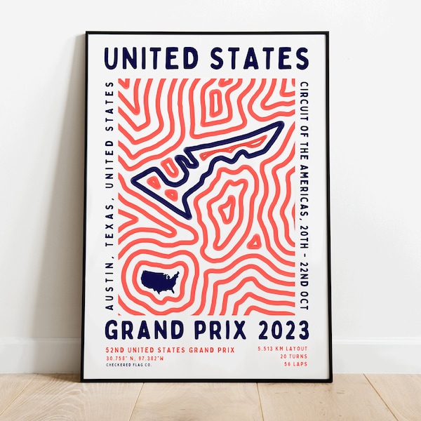 Formule 1 grand prix cota des états unis 2023 imprimer Etsy France