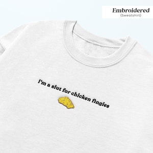 Embroidered Chicken Tenders Crewneck: Playful Foodie Sweater