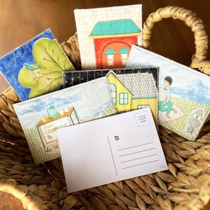 Gesteppte Postkarten| Post| Quilten