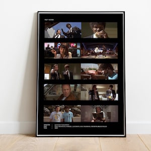Pulp Fiction - Movie Wall Art Poster, Pulp Fiction Movie Scenes Poster, Pulp Fiction Highlights Wall Art, Pulp Fiction Movie Collage Decor