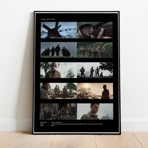 Saving Private Ryan - Movie Wall Art Poster, Saving Private Ryan Movie Scenes Poster, Steven Spielberg Movie Wall Art, Movie Collage Decor