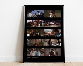 Pulp Fiction - Movie Wall Art Poster, Pulp Fiction Movie Scenes Poster, Pulp Fiction Highlights Wall Art, Pulp Fiction Movie Collage Decor
