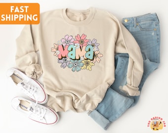 Mama Floral Sweatshirt, Mama Shirt, Mom Sweatshirt, Mama Crewneck, Mothers Day Gift, Mama Flowers Shirt, Gift for Mom, Gift for a Mother
