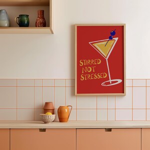 Martini Cocktail Bar Poster Art - Digital Art Digital Download Retro Alcohol Poster Funky Wall Art Trendy Gallery Wall Poster Art