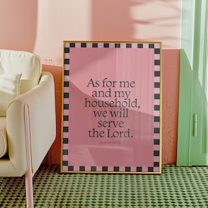 Joshua 24:15 Printable Wall Art As for Me and My House Scripture Print Christian Bible Verse Digital Download Neutral Faith Home Decor