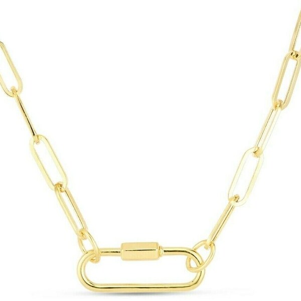 14k Yellow Gold 18" PAPERCLIP Carabiner Link Chain Necklace 3.9 grams 2.5MM