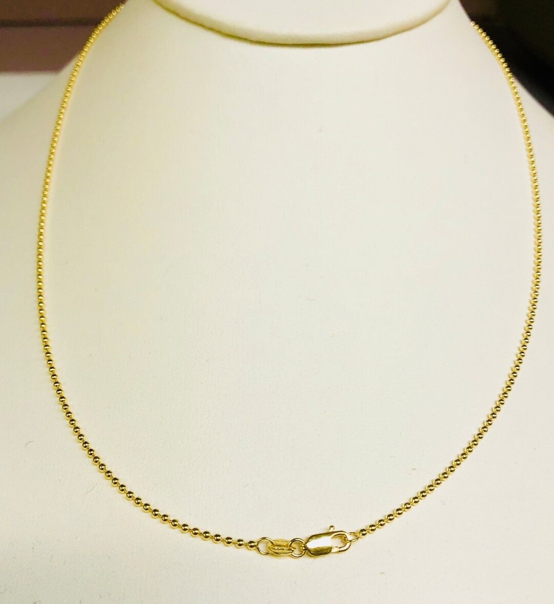 14k 18 Yellow Gold 2.5mm Shiny Bead Ball Pendant Chain Etsy
