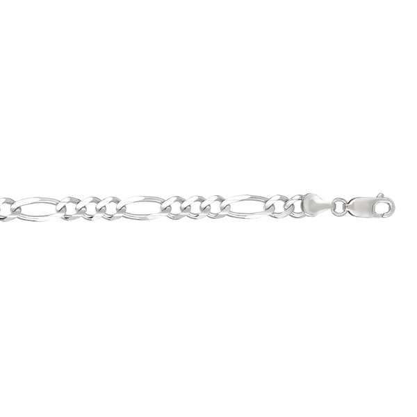 14k Solid White Gold Mens Figaro Curb Link Chain/Bracelet 8" 4.6mm 6 grams