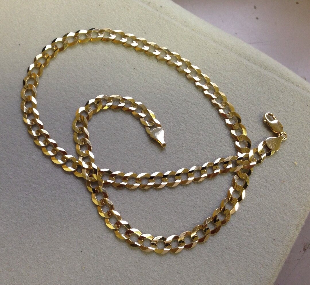 thumbnail image 2 of 10K Yellow Gold Solid 4mm Concave Curb Cuban Chain – Italian Mens Bracelet, 8.5", Lobster Clasp, Nuragold 2 of 3