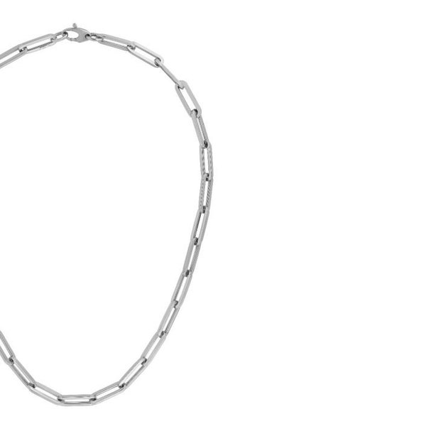 14k White Gold Lite PAPERCLIP Cable Link Chain Necklace 18 Inch 4 grams 4.2MM