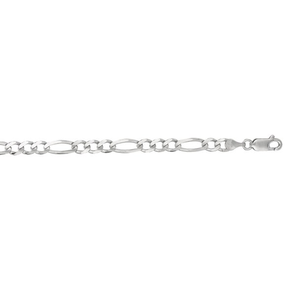 14kt Solid White Gold Figaro Curb Link Ankelet Bracelet 10" 2.6 mm 2.5 grams