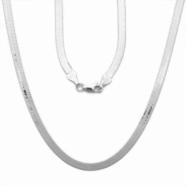 14k White Gold 4.6 MM FLEXIBLE HERRINGBONE 18" Chain Necklace 8.5 Grams