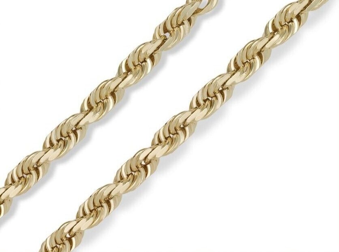 10k SOLID Yellow Gold Mens Diamond Cut ROPE Link Chain/bracelet 8 7MM