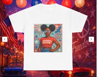 Independent Queen 4th of July Shirt for Women  Black Girl Magic Tee Patriotic Baddie Aesthetic Red White Boujee Graphic Tee, USA Pride