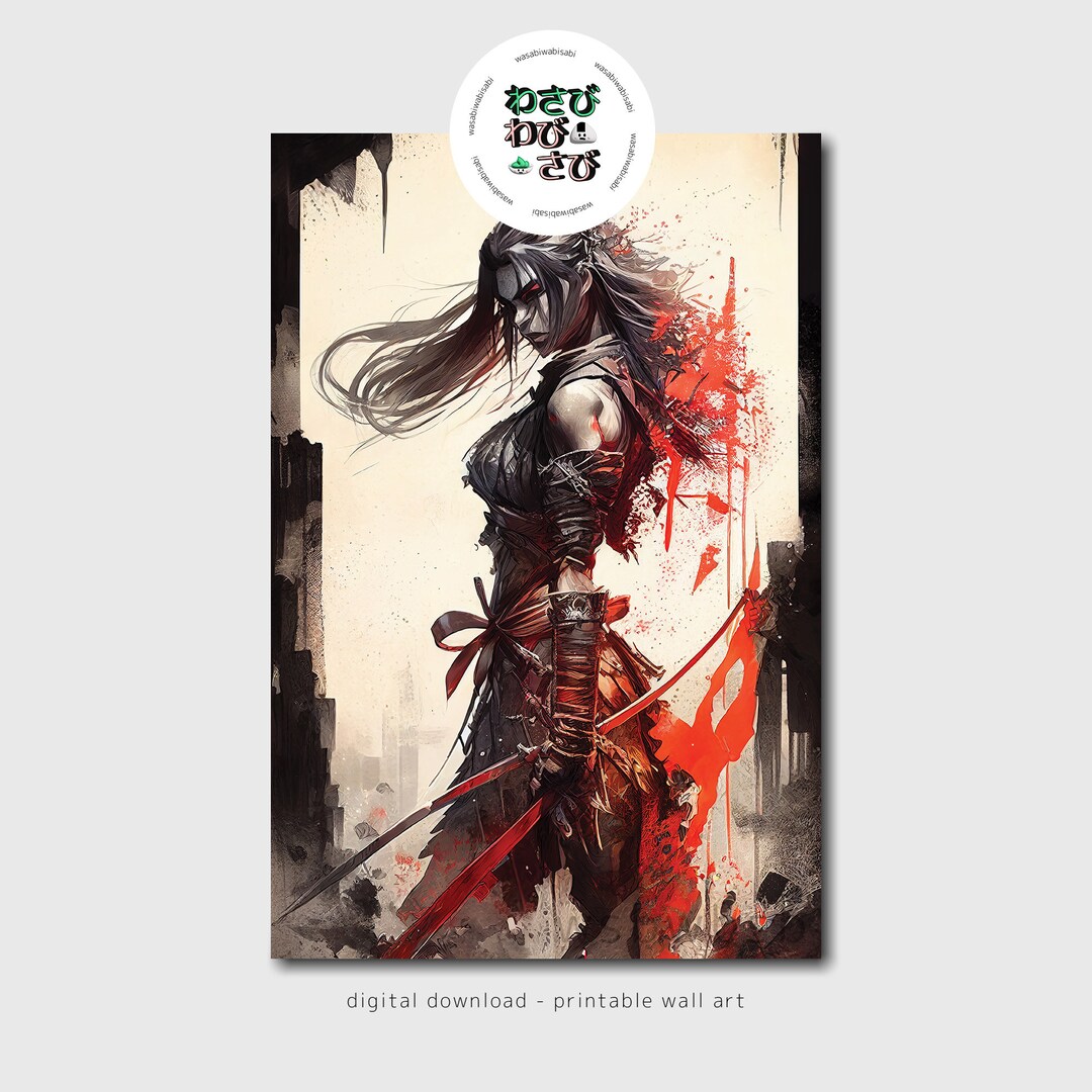 Female Shinobi Wall Art Ninja Wall Art, Ninja Digital Art, Ninja