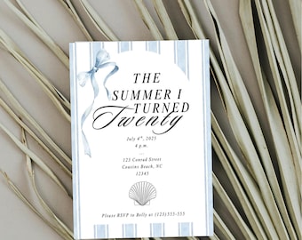 The Summer I Turned Pretty Invitation Template, Summer I Turned pretty Invite, Birthday Invitation, Party Invitation
