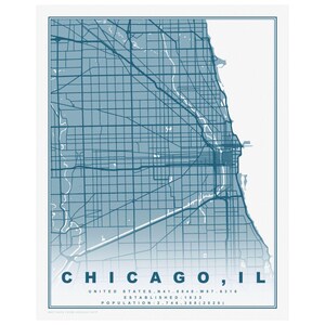 Impression de carte de Chicago | Poster vertical mat sans cadre | affiche de Chicago | Poster de carte postale | Cadeau parfait pour Chicago, Illinois | Ville venteuse