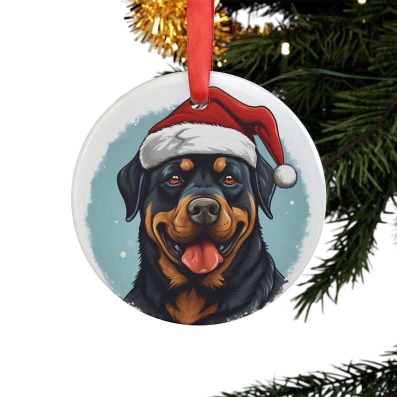Rottweiler Ornament Acrylic Christmas Tree Ornament With Etsy