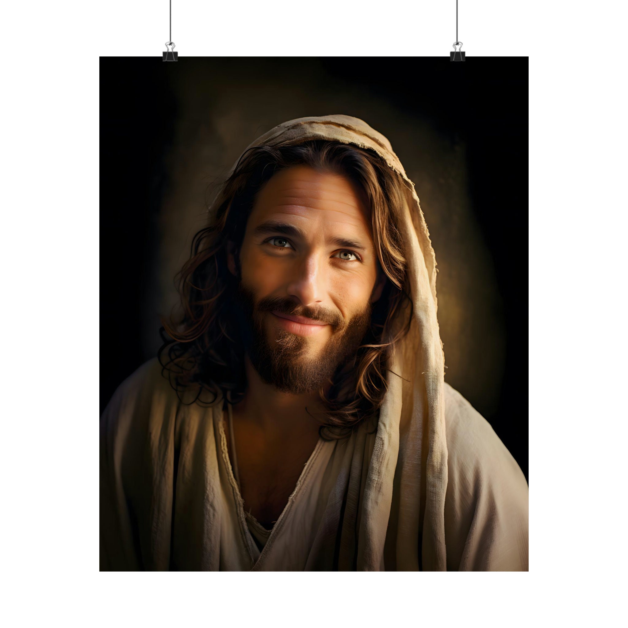Smiling Jesus Poster Unframed Vertical Poster Jesus Art Christian Wall