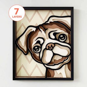 Peeking Pug 3D Layered SVG: Laser Cut Dog Wall Art (Digital Download)