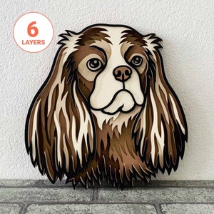 Cavalier King Charles Spaniel 3D découpé au laser SVG/chien SVG pour bois/chien art mural Mandala/animal de compagnie/pour laser/pour Cricut/pour Silhouette