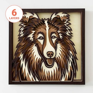 Rough Collie 3D Layered SVG: Laser Cut Dog Wall Art (Digital Download)