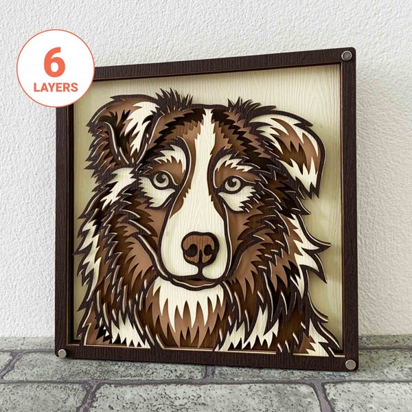 Australian Shepherd 3D Laser Cut SVG/ 3D Dog Layer SVG For Wood/ Dog Mandala Wall Art/ Pet Memorial/ For Laser/ For Cricut/ For Silhouette